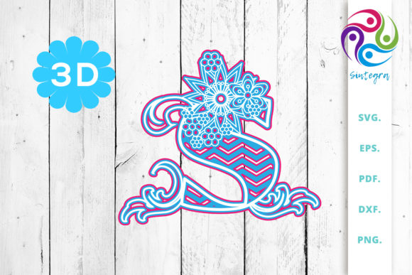 Download 3D Multilayer Floral Chevron Letter S - Multilayer Collection