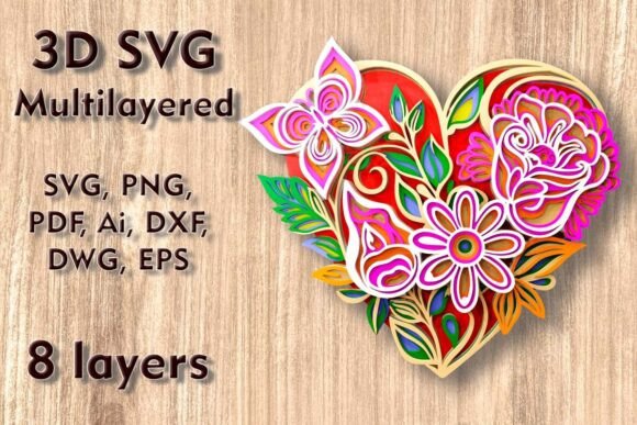 Download Floral Heart 3D SVG Multilayer Cut Files - Multilayer Collection