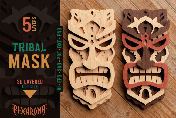 Download Tribal Mask 3D Layered SVG Cut File - Layered svg Collection
