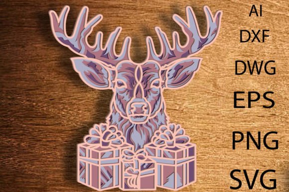 Download Christmas Deer 3D Layered SVG, Digital - Layered svg Collection