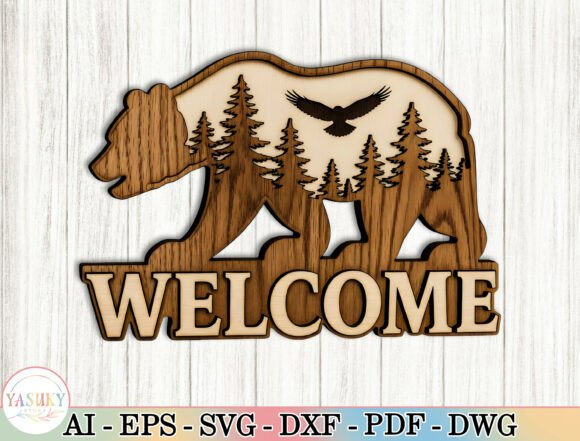 Download Bear Welcome Sign Laser Cut File SVG - Welcome sign laser cut Collection