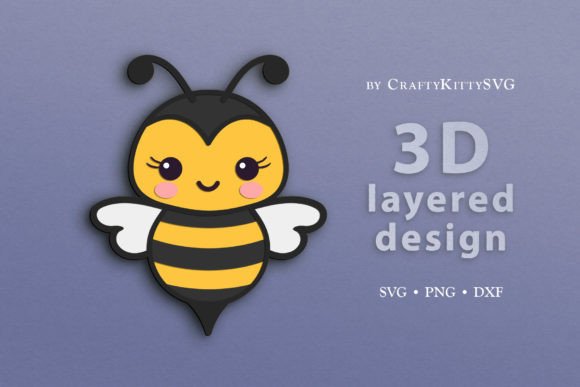 Download Cute Honey Bee 3D Layered SVG Cut File - Layered svg Collection