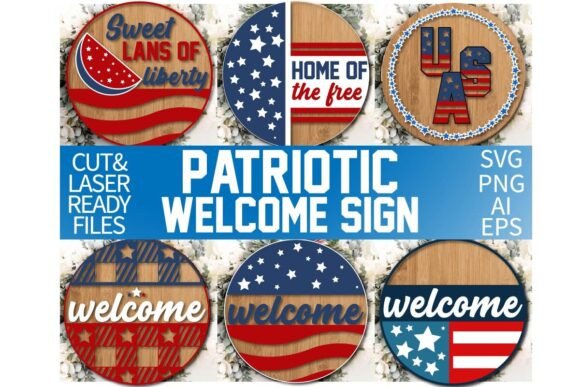 Download Patriotic Welcome Sign Laser Cut Bundle - Welcome sign laser cut Collection