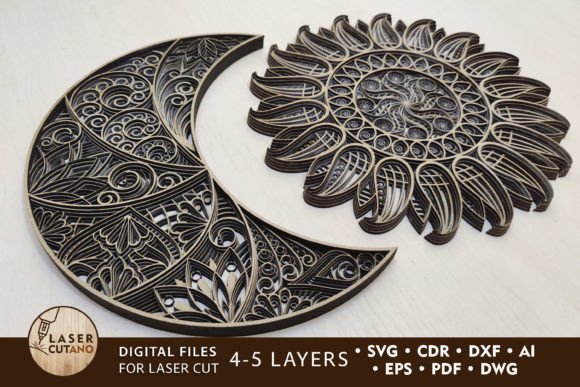 Download Multilayer Cut Files the Sun &amp; the Moon - Multilayer Collection