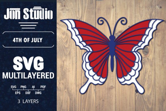 Download USA 4th July Butterfly Layered SVG - Layered svg Collection