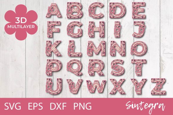 Download Floral Letters a-Z Mandala 3D Multilayer - Multilayer Collection