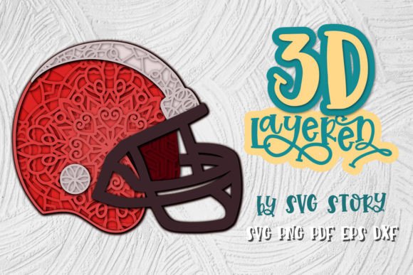 Download 3D Helmet Football Layered SVG Design - Layered svg Collection
