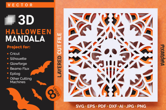 Download Halloween Mandala 3D Layered SVG Cut - Layered svg Collection