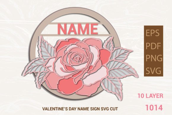 Download Multilayer Valentine Rose Name Sign 1014 - Multilayer Collection