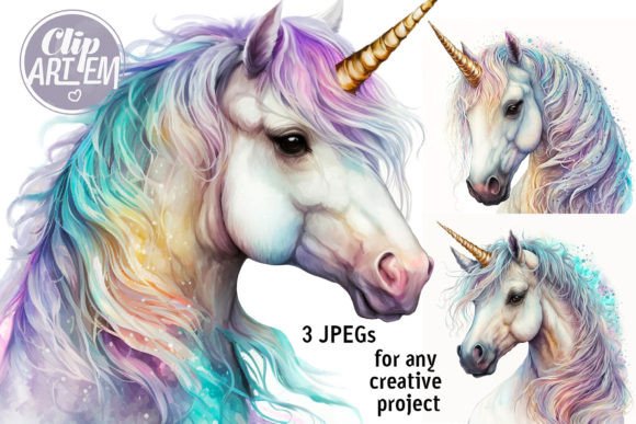 Download White Rainbow Unicorn Wall Art JPEG Set - Unicorn wall art Collection