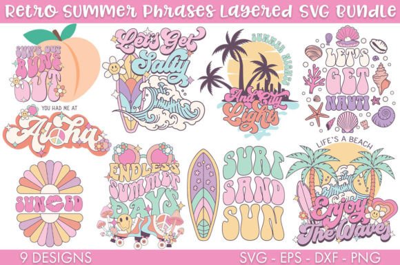 Download Retro Summer Phrases Layered SVG Bundle - Layered svg Collection