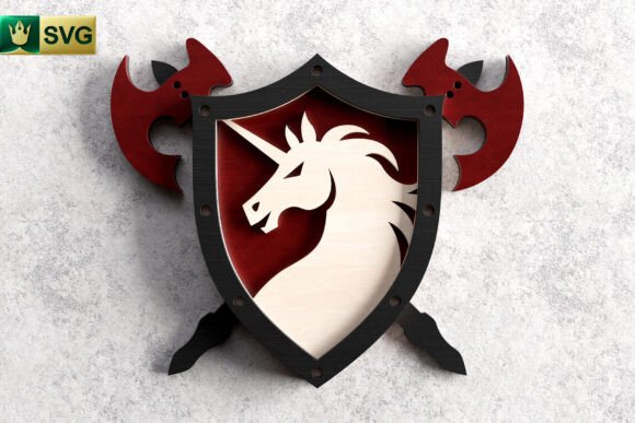 Download Unicorn Shield 3D Layered SVG | Fantasy - Layered svg Collection